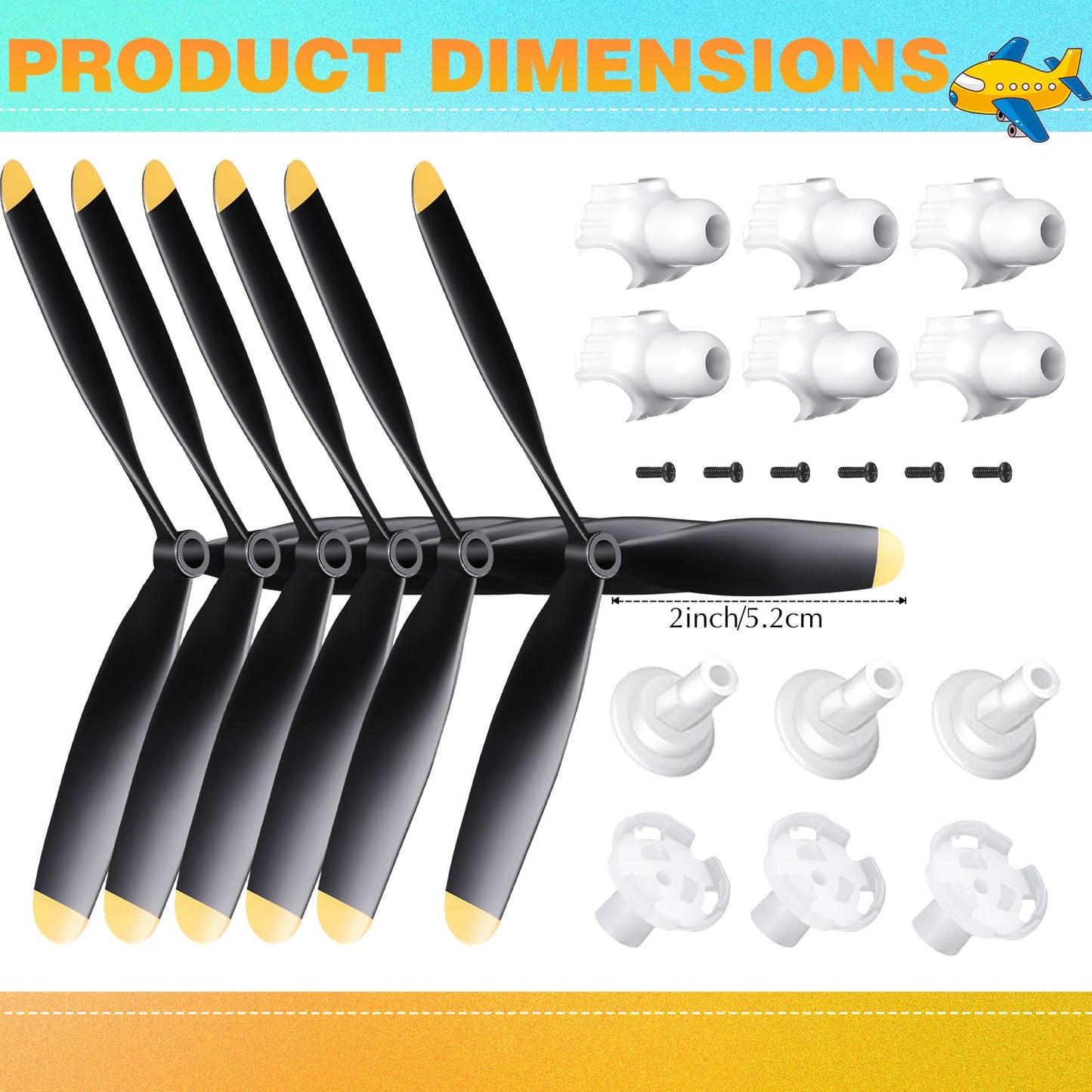Outus 6 Sets Plane Propeller 3 Blade Compatible with F4u Rc 761-8 761-9 761-16 T28 P47 Fighter Remote Control Plane Radio Controlled Aircraft with Propeller Adapters(400mm)