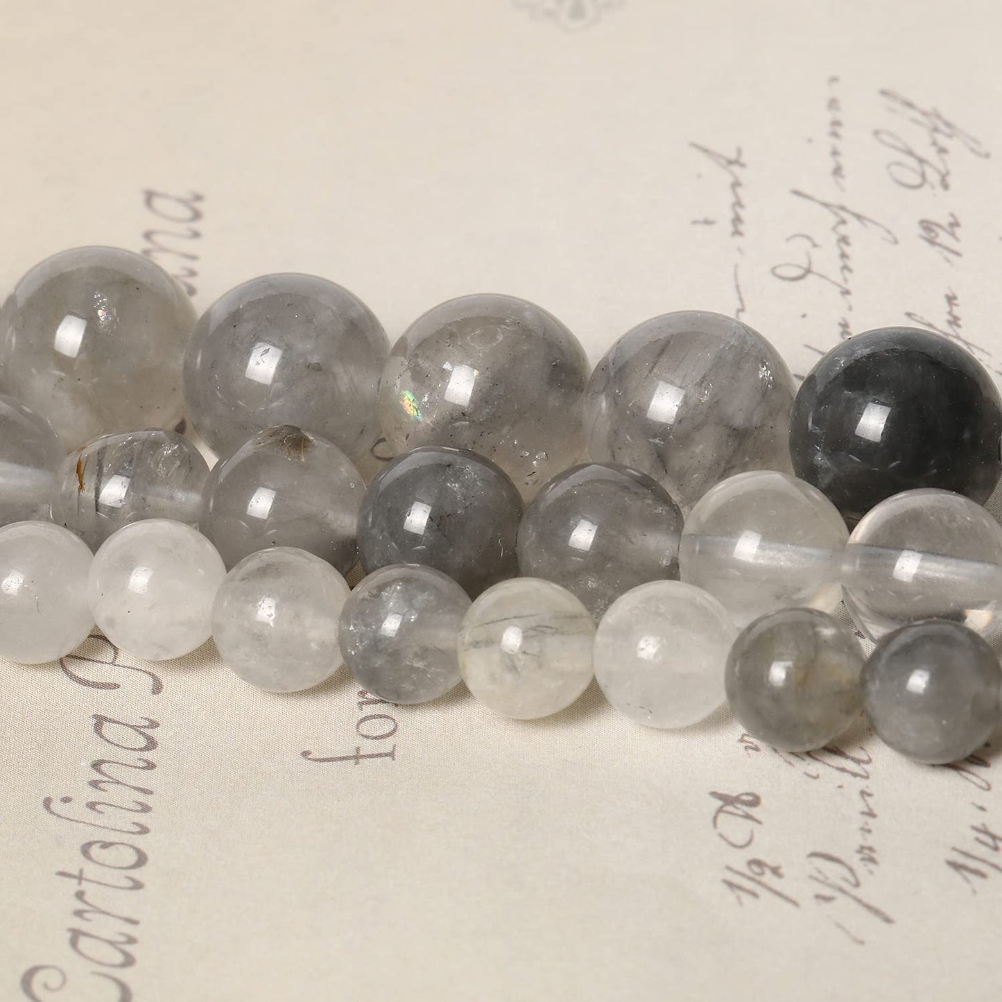 60pcs 6mm Natural Stone Beads Greystone Crystal Beads Energy Crystal Power Gemstone for Jewelry Making, DIY Bracelet Necklace