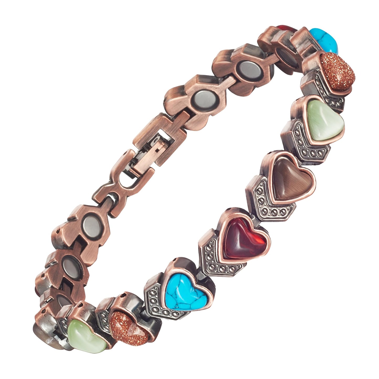 EnerCoppeX Copper Magnetic Bracelet for Women, Turquoise Detox Jewelry with 3500 Gauss Magnet (Type D)