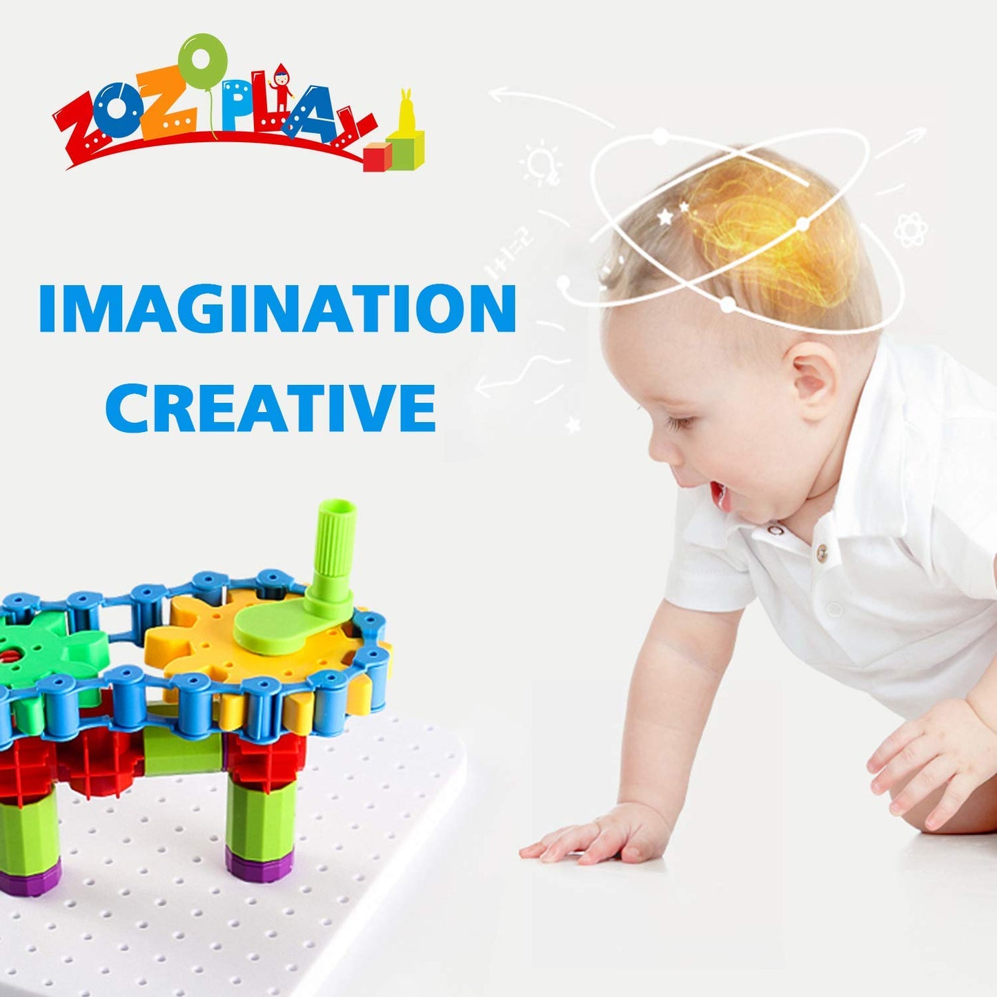 ZOZOPLAY STEM Learning Toy – 170 PCS Creative Engineering Gears & Construction Building Blocks, Kids Gears Toy Educational Set for Boys and Girls Ages 6–8