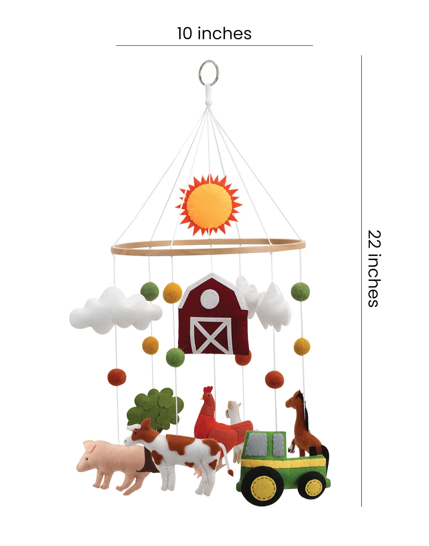 Farm Animal Mobile for Crib - A Colorful Baby Farm Mobile with Animals and barn
