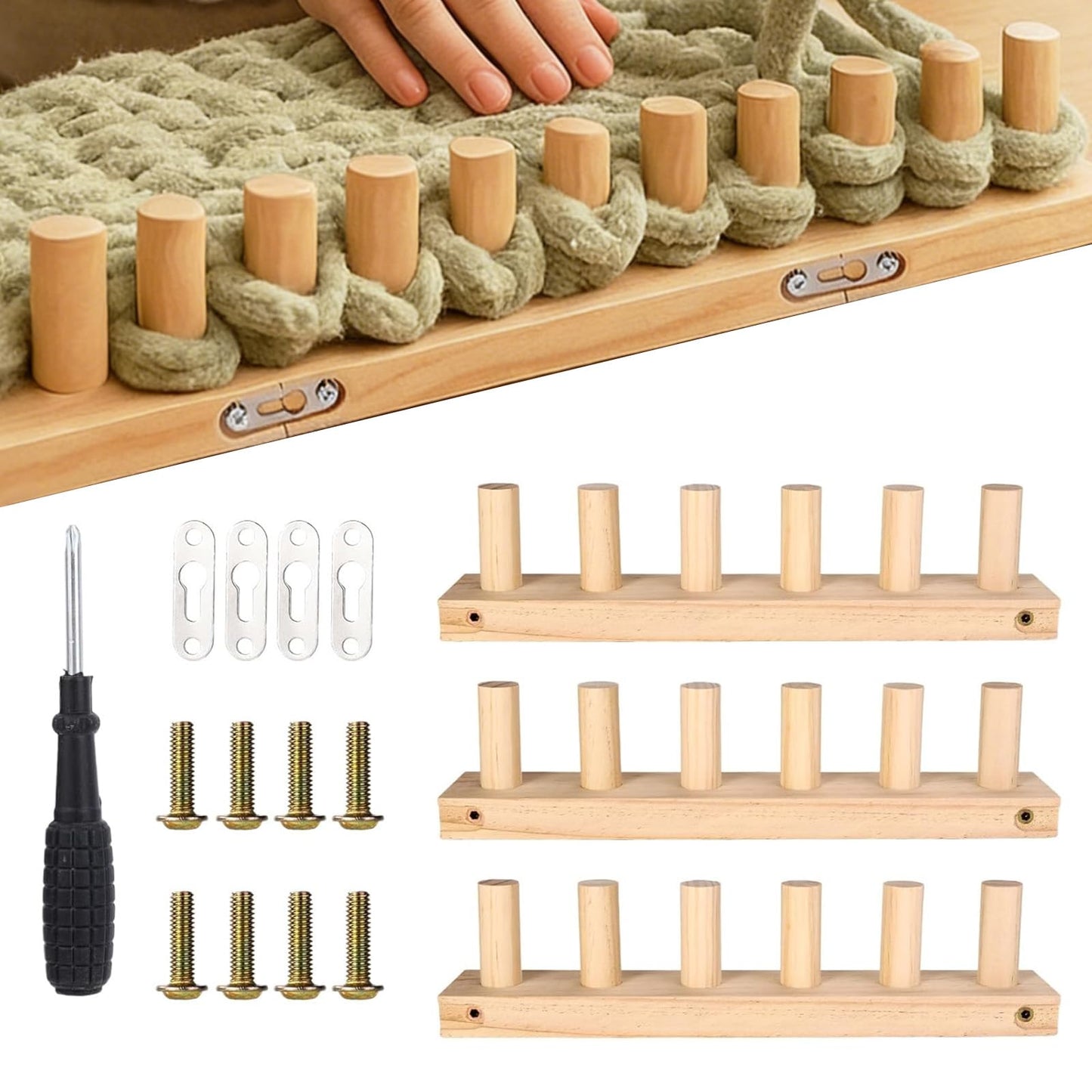 Xiyingcai 35.4" Wooden Chunky Knitting Blanket Loom Kit - Beginner-Friendly Hand Knitting Loom for Chunky Yarn, DIY Blanket Throw Weaving Loom for Adults