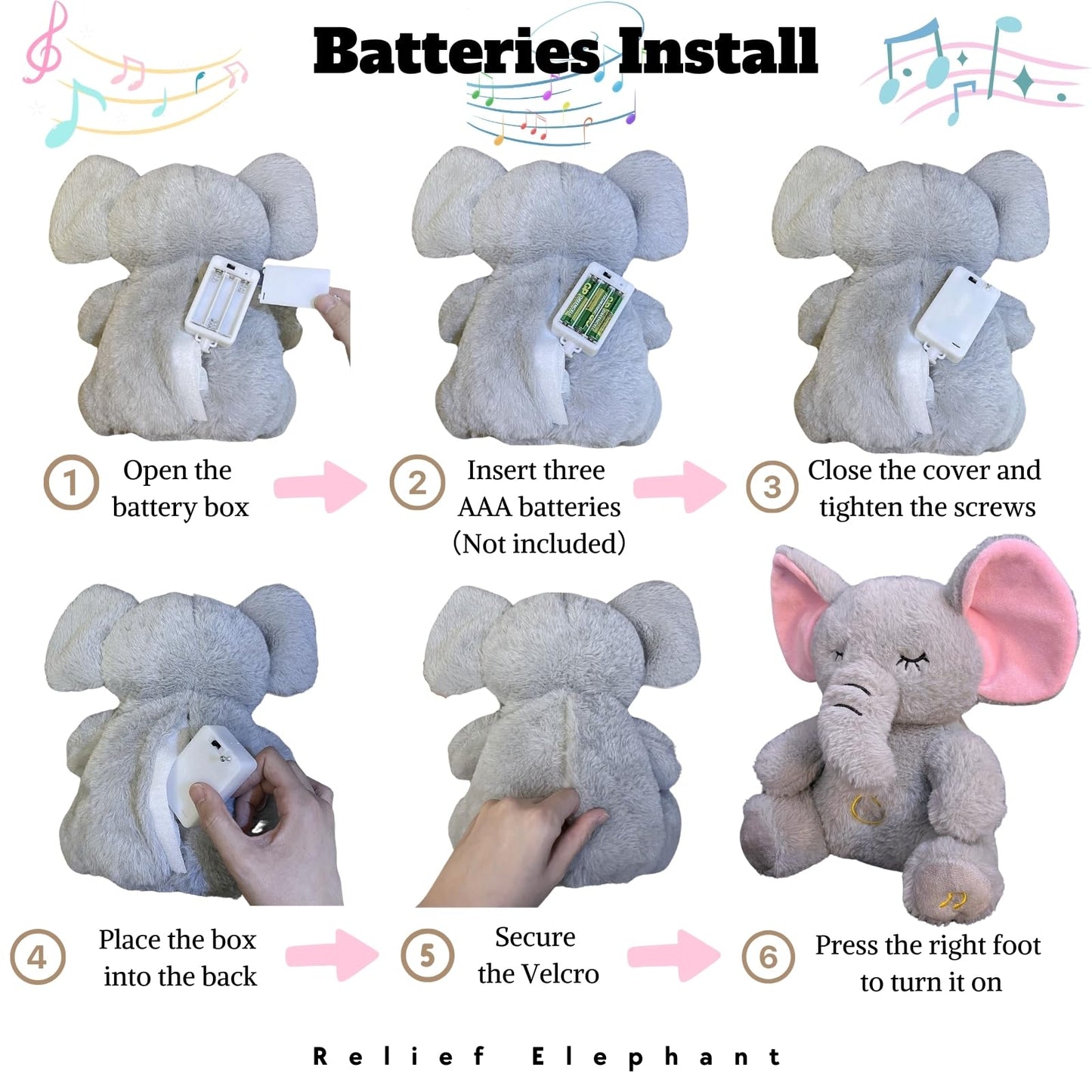 JULIDREAM Anxiety Relief Koala Elephant, Breathing Teddy Anxiety Bear with Calming Music, Lights, Sleeping Otter Plush, Soothing Elephant for Adults & Kids, Stress Relief Stuffed Animal