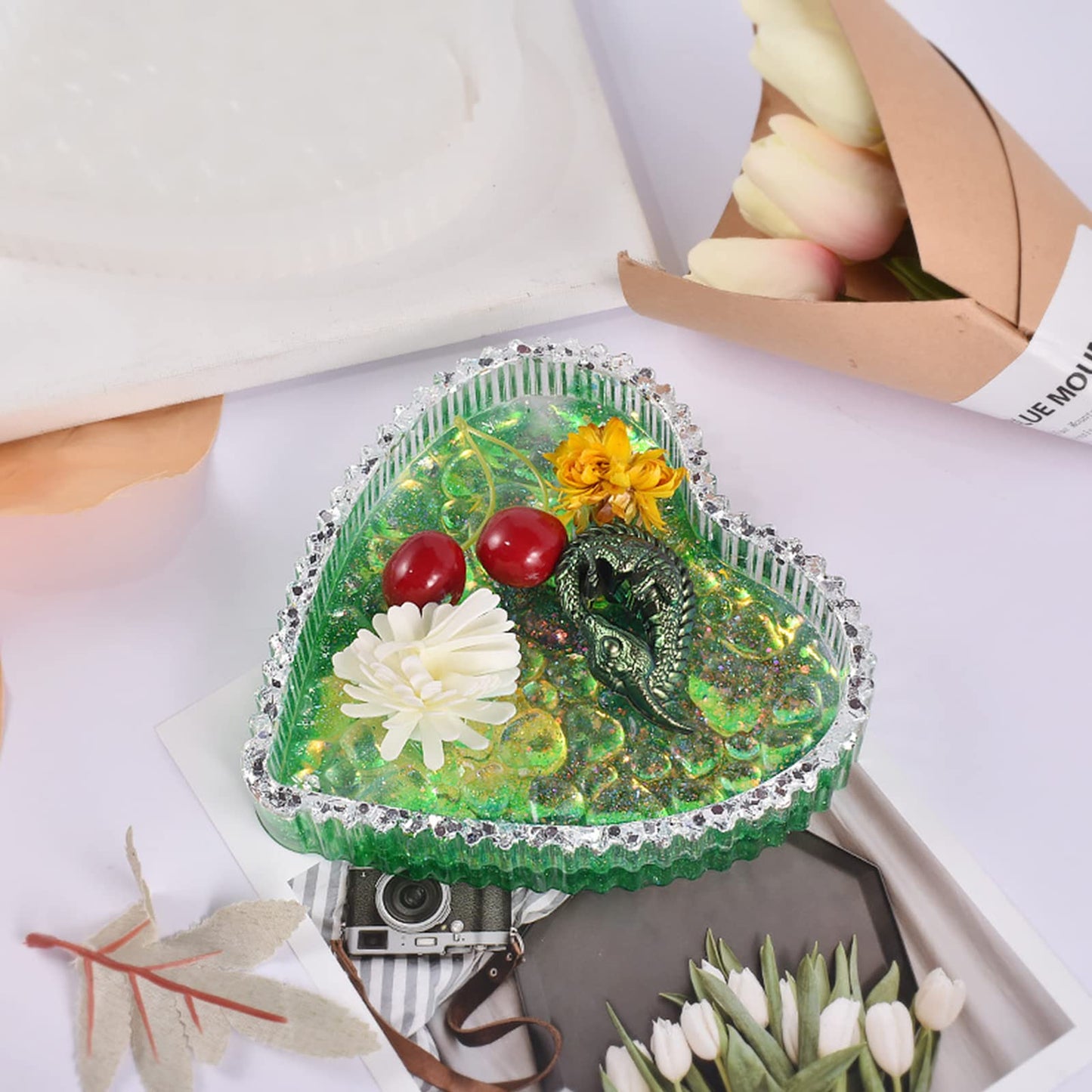 Ashtray Resin Casting Heart Shape Silicone Handcraft Jewelry Dish Plate Epoxy Mold Home Decor Tool Heart Tray Silicone Mold