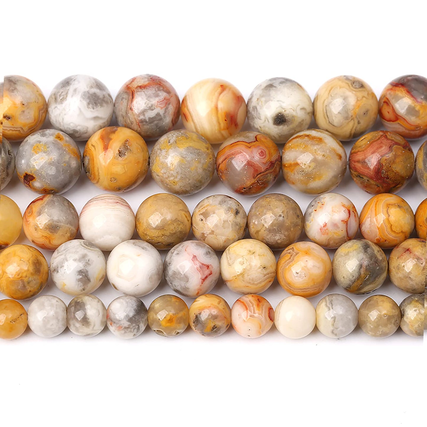 60pcs 6mm Natural Stone Beads Crazy Lace Agate Gemstone Round Loose Beads for Jewelry Making DIY Bracelet Necklace
