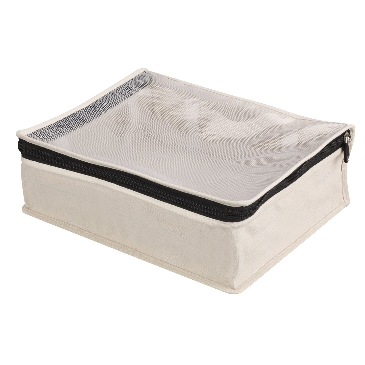 Household Essentials Canvas Sweater Storage Bags, 2-Pack, Breathable Cotton, Under-Bed Zippered Storage with Clear Top Window, Stackable, Cedar Insert Compatible (Not Included), Natural