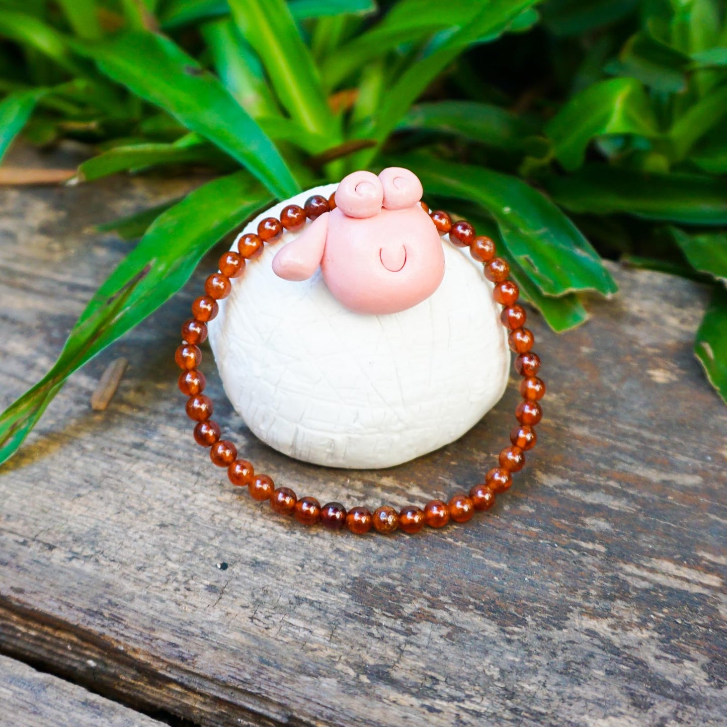Natural Orange Garnet Bracelet 4mm | Sacral Chakra Crystal with Leather Pouch, Gift Box & Repair Kit | Fits 6.5-7 inch Wrist