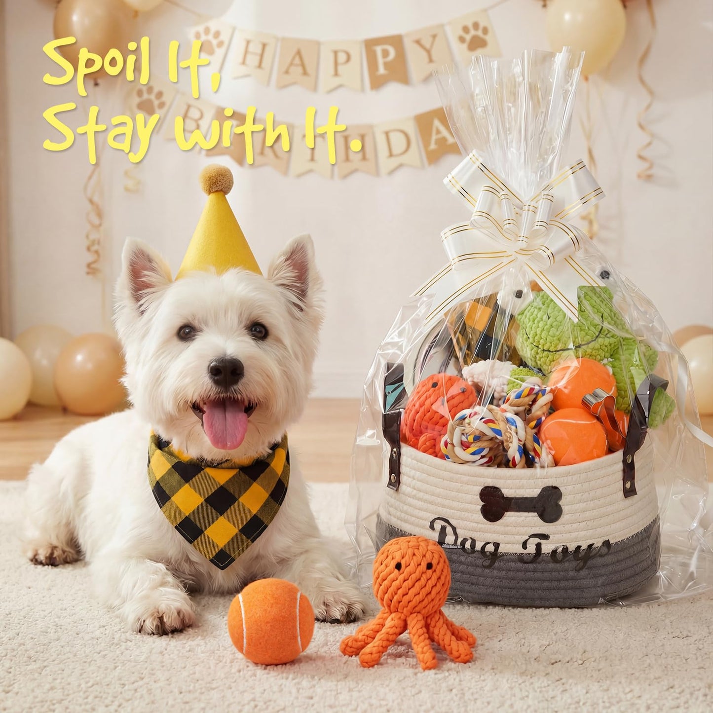 14Pcs New Puppy Gift Basket, Complete Premium Welcome Puppy Starter Kit and Dog Gift Basket with Dog Toys Bundle, Pet Essentials for New Owners, Perfect Dog Birthday Set for Small to Medium Breeds