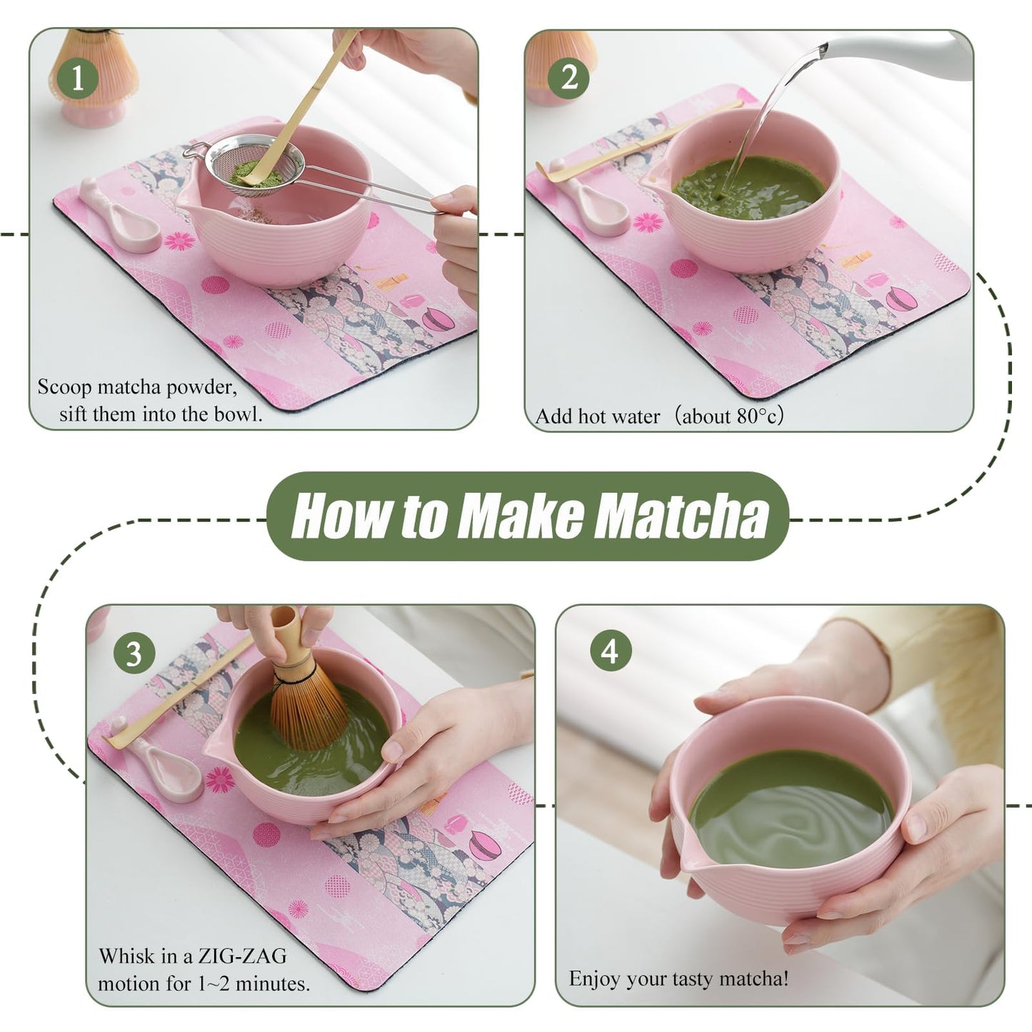 Clay&Fire Matcha Whisk Set, 9 pcs Ceramic Matcha Set, Gifts for Women,Matcha Bowl with Spout and Whisk, Matcha Kit for Matcha Lovers, Gift Mother's Day, Birthday, Anniversary