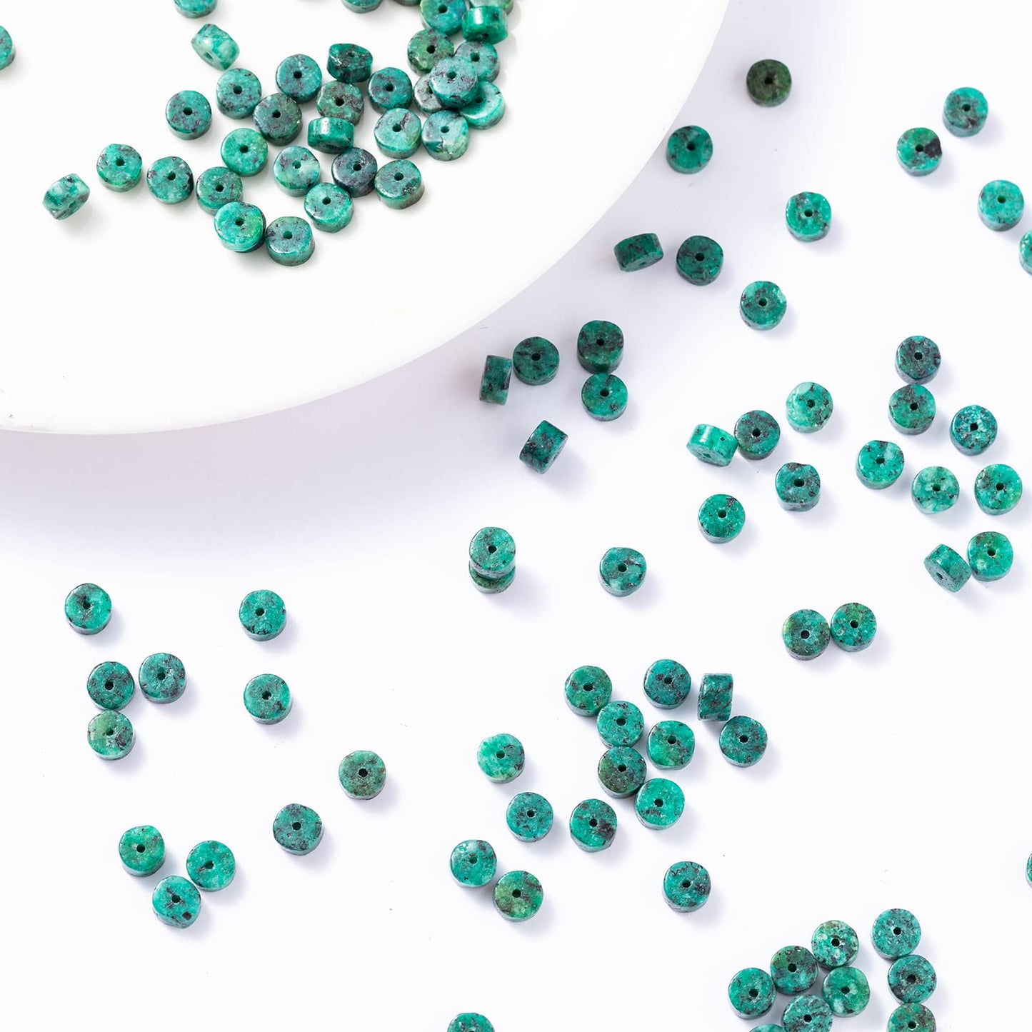 Natural African Turquoise Stone Spacer Beads 6x3mm 38cm/str Flat Round Loose Semi Gemstone Caps for Making Bracelets Necklace