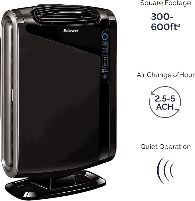 Fellowes AeraMax 290 Air Purifier Mold, Odors, Dust, Smoke, Allergens and Germs with True HEPA Filter and 4-Stage Purification, Large Room 300-600 sq. ft., Black