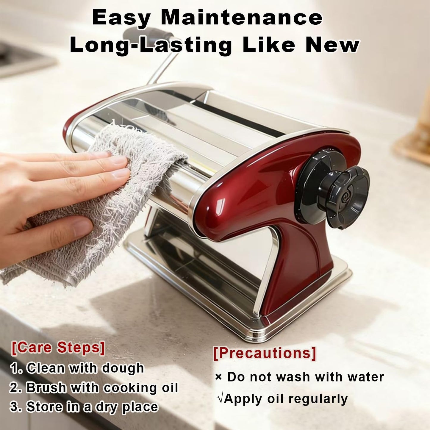 SHILINTONG Manual Pasta Maker Machine - Noodle Machine Dough Roller Hand Crank,No Disassembled-2/4mm Width Noodle/0.3-5mm Thickness Dough
