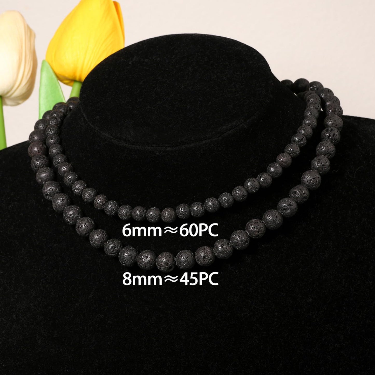 8mm Black Lava Rock Natural Stone Beads Round Loose Beads for Jewelry Making Yochus DIY Beads Bracelet Necklace