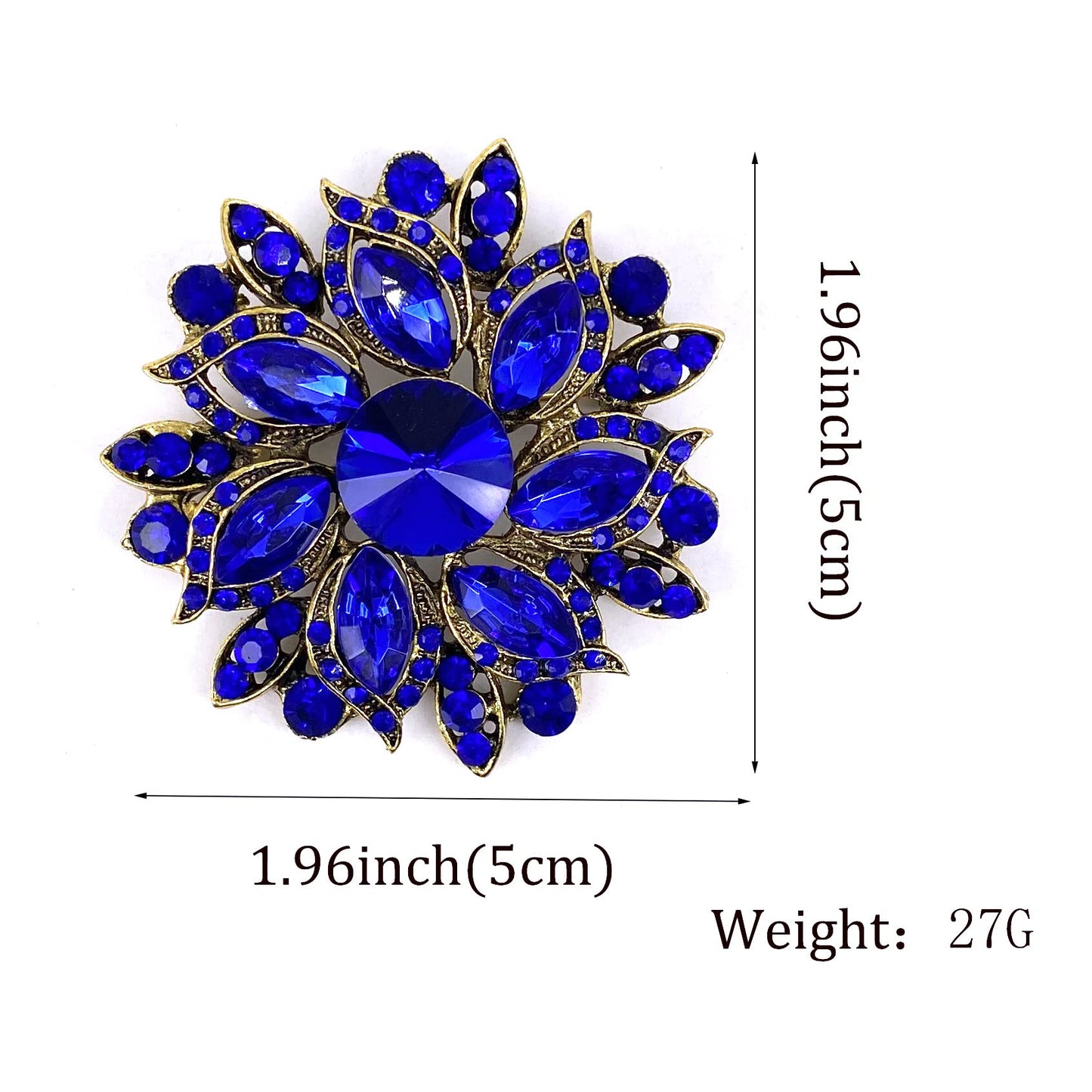 LAXPICOL Vintage Women's Blue Austrian Crystal Elegant Flower Brooch Wedding Broach Pin
