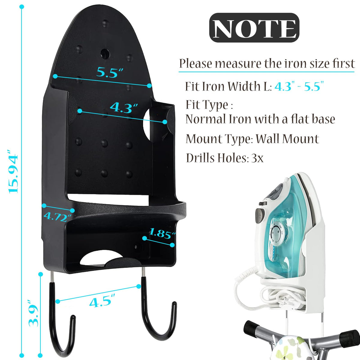 Ironing Board Hanger Wall Mount Electric Iron Holder Ironing Board Rack Household Bathroom Shelf