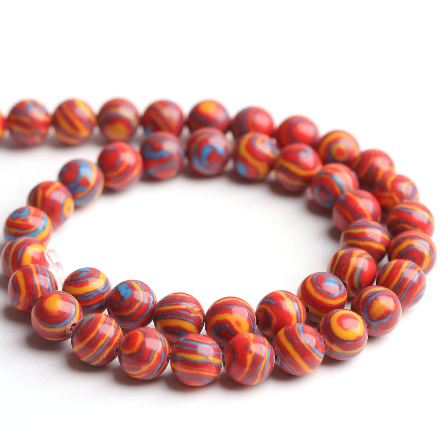 Filluck Natural Stone Beads Red Malachite 8mm Polished Round Smooth Gemstone Beads for Jewelry Making 15 Inch(Red Malachite,8mm)