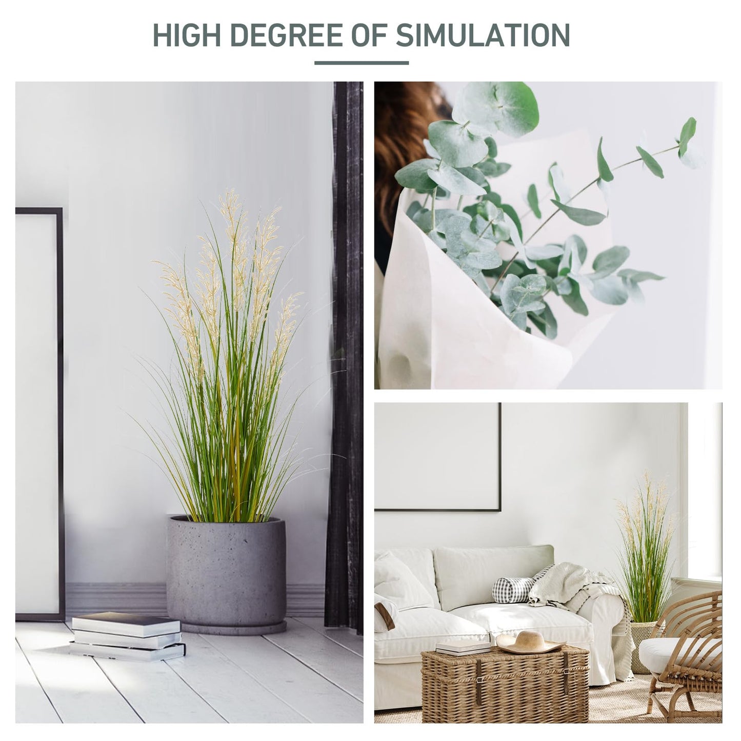 Haispring Artificial Plant, 47in Tall, 2pk Grass, Faux House Plants in Pot, Indoor Decorative Flowers &Greenery for Home and Office, Ideal Housewarming Gift