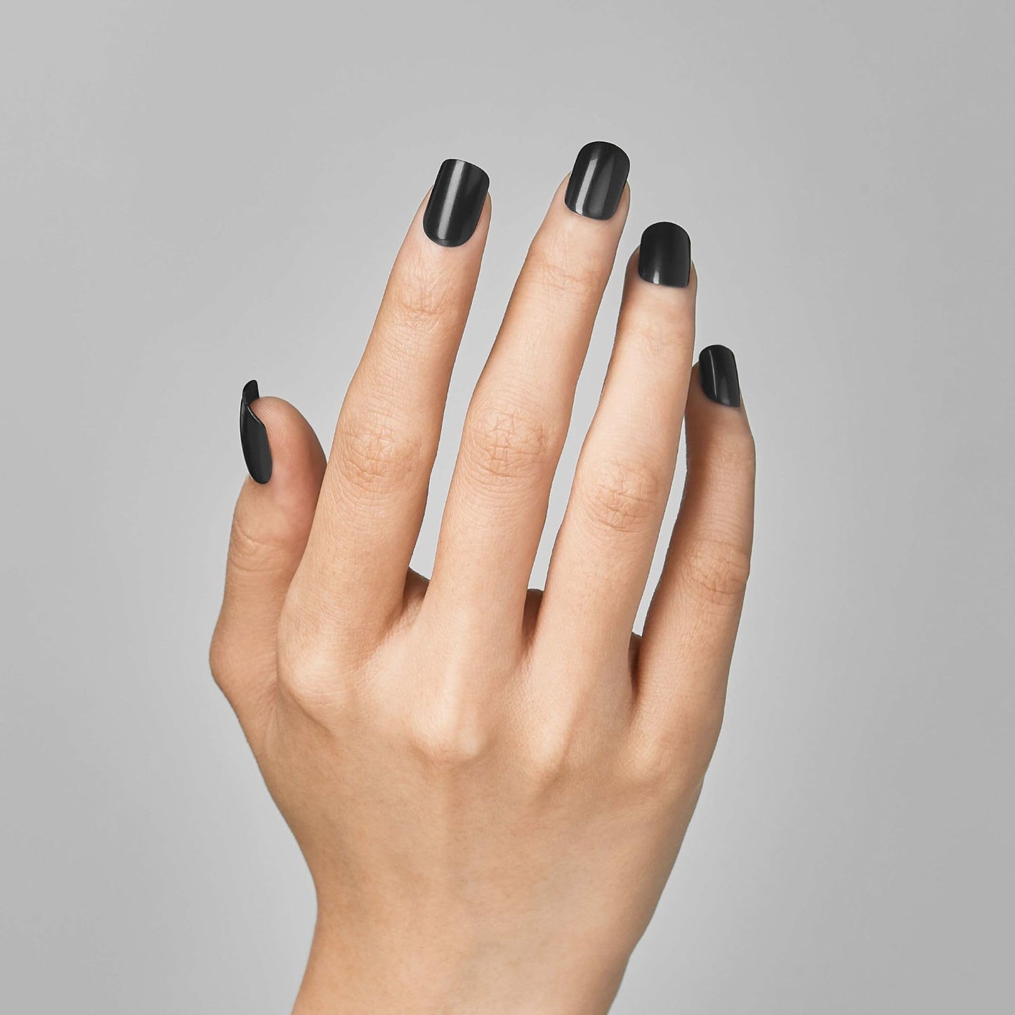 Kiss Impress No Glue Mani Press On Nails, Color, 'All Black', Black, Short Size, Squoval Shape, Includes 30 Nails, Prep Pad, Instructions Sheet, 1 Manicure Stick, 1 Mini File