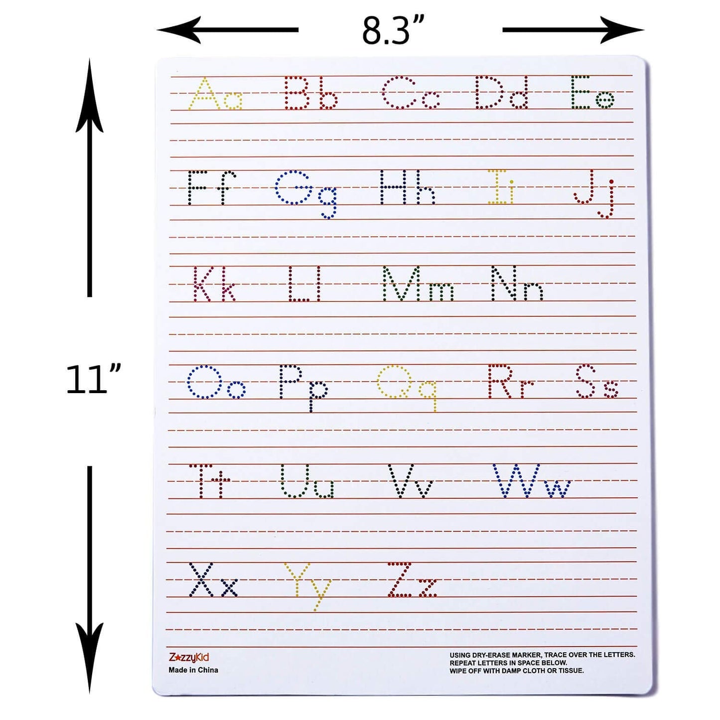 Handwriting Practice Letter Tracing for Kids: Board for Cursive & Printing Style with Dry Erase Marker for Preschooler - Reusable Wipe Clean ABC Alphabet Learn to Write, 8.3 x 11 Inches