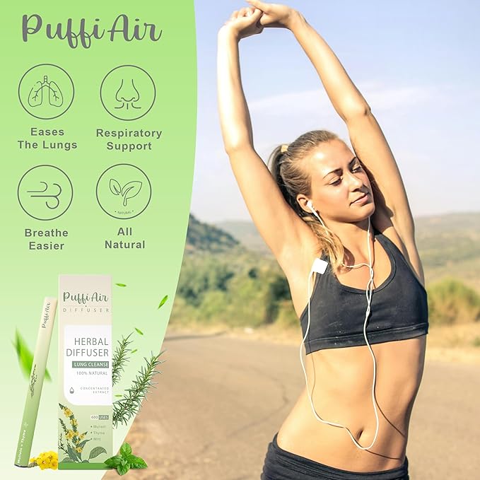 Mullein Respiratory Wellness Bundle: Herbal Lung Detox Diffuser (600 Uses) + 3-Pack Nasal Sticks – Craving Relief, Focus Boost & Easy Breathing