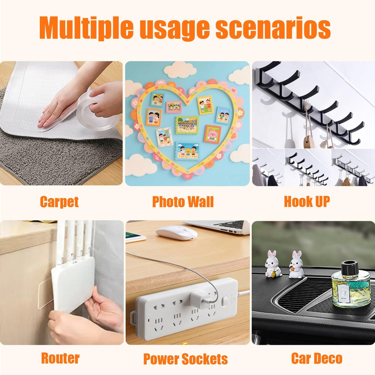 MPresh Double Sided Tape Heavy Duty (2 Rolls Total 33 ft), Strong Clear Sticky Tack Mounting Tape, Removable Nano Adhesive Tape for Wall, Home, Office, Picture Hanging, Poster, Rug Fixing Strips