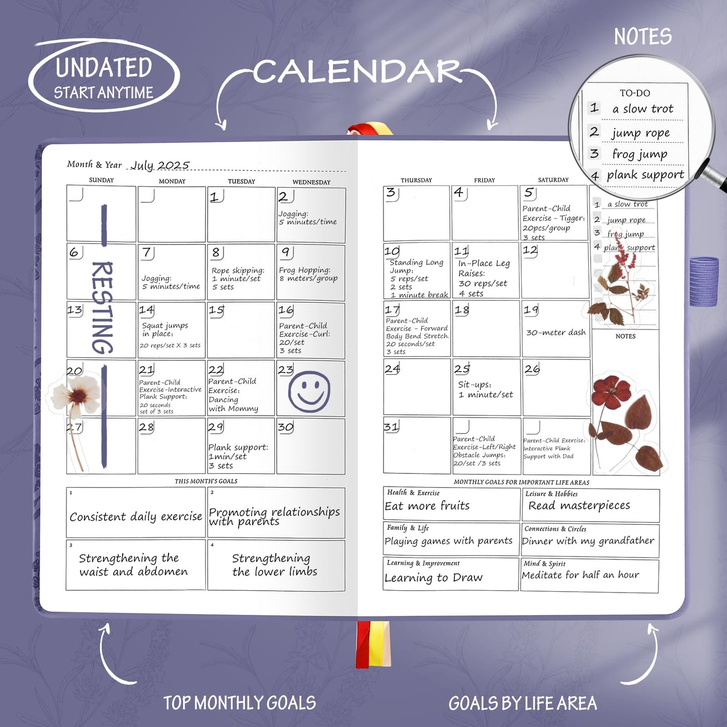 Undated Luxurious Weekly & Monthly Planner to Increase Productivity Hit Your Goals, Organizer Notebook Gratitude Journal Time Management Start Anytime, A5, Lasts 1 Year