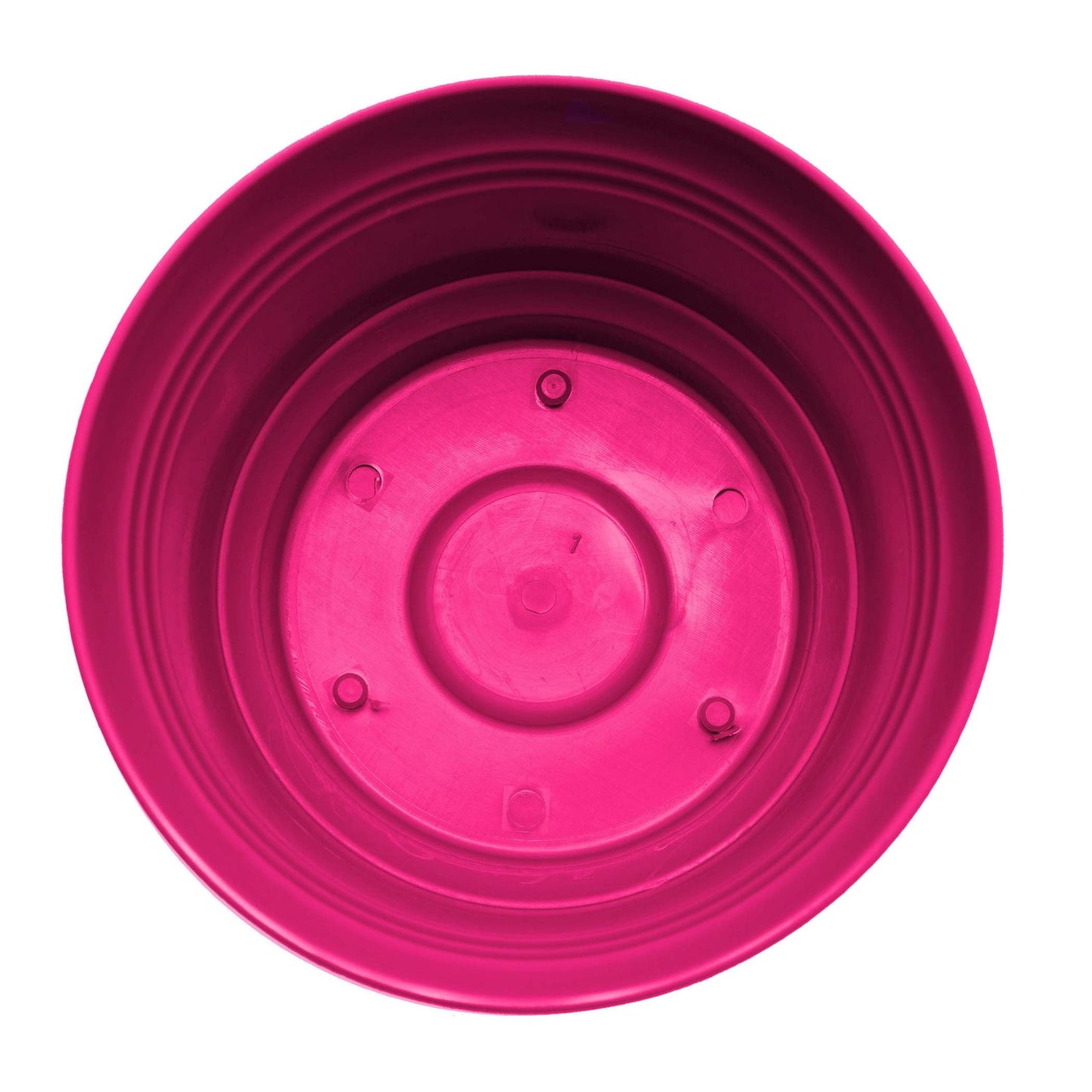 Bloem Saturn 5" Round Plastic Planter - Indoor/Outdoor, Snap-in Saucer & Drainage Holes, Fuchsia, 4-Pack
