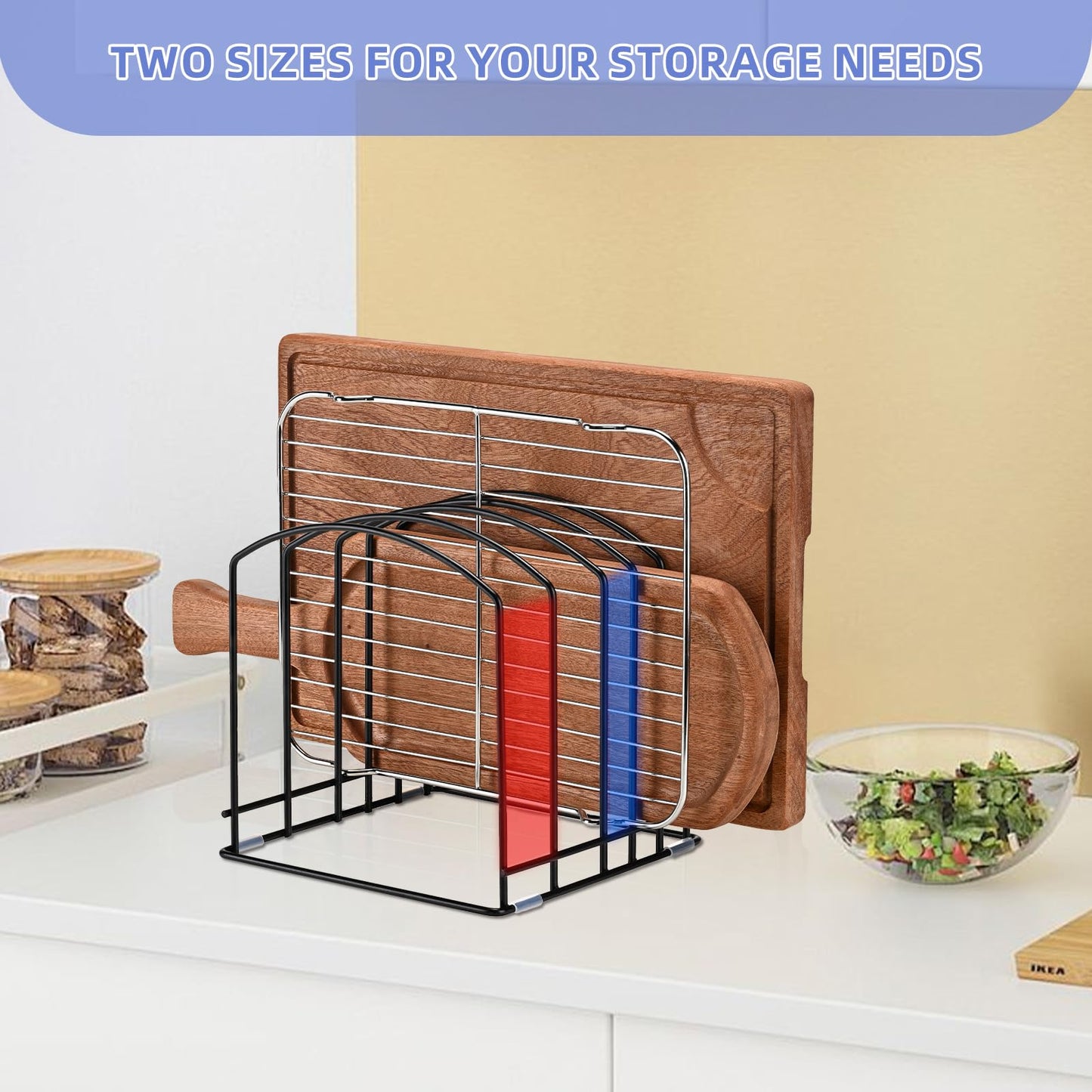 ziroland 5-Slot Cutting Board Organizer, Bakeware Organizer, and Kitchen Cabinet Organizer for Baking Trays and Cookie Sheets (1pc 5 Slot for two size)