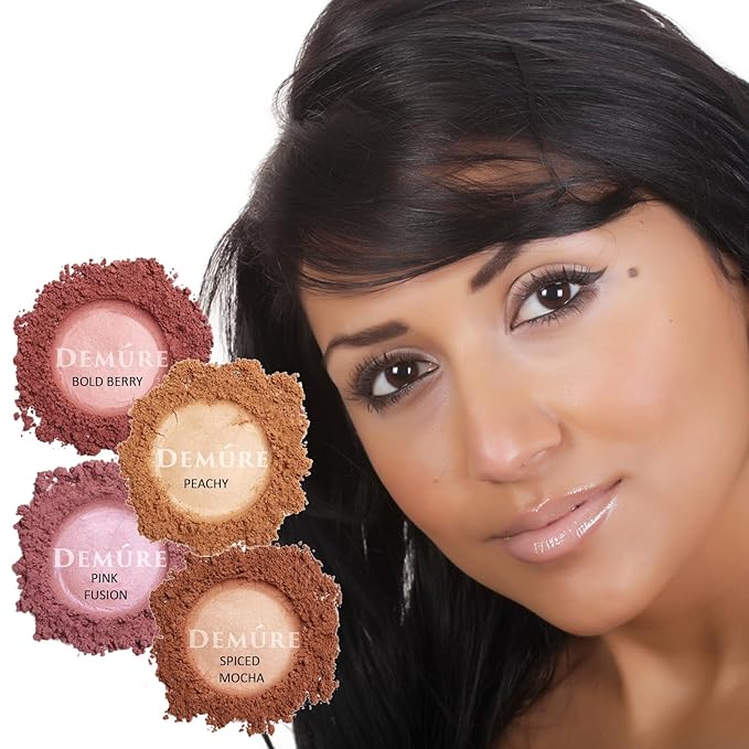 Demure Mineral Blush Makeup (Peachy), Loose Powder, Professional Quality, Cruelty Free Powder By Demure