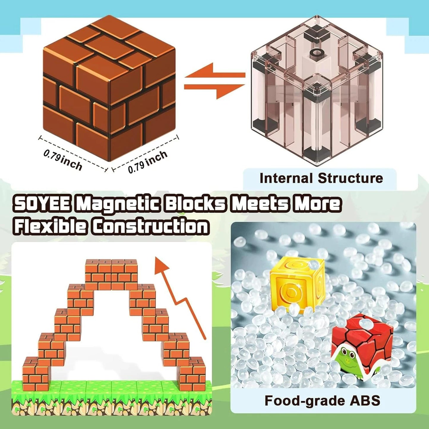 ASTRALUNASENTRY Magnetic blocks-100pcs,Building Cube,Size 0.8 inches/2cm, Constructions Toys for Boys & Girls Age 3-4, 5 6 7 8 9 10