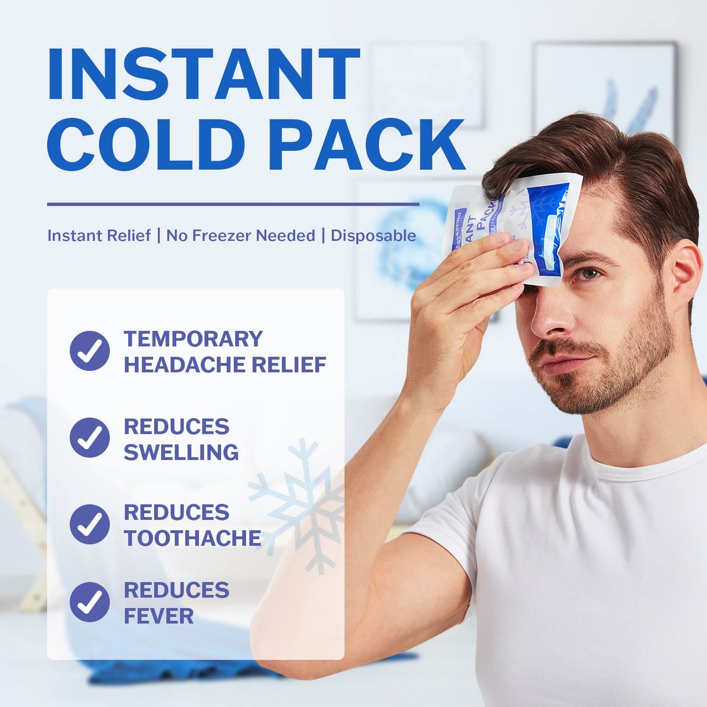 100 Pack - Instant Cold Packs - Instant Ice Packs for Injuries | Disposable Cold Compress Ice Pack for Pain Relief, Swelling, Inflammation, Sprains, Toothache - Cold Pack for Athletes