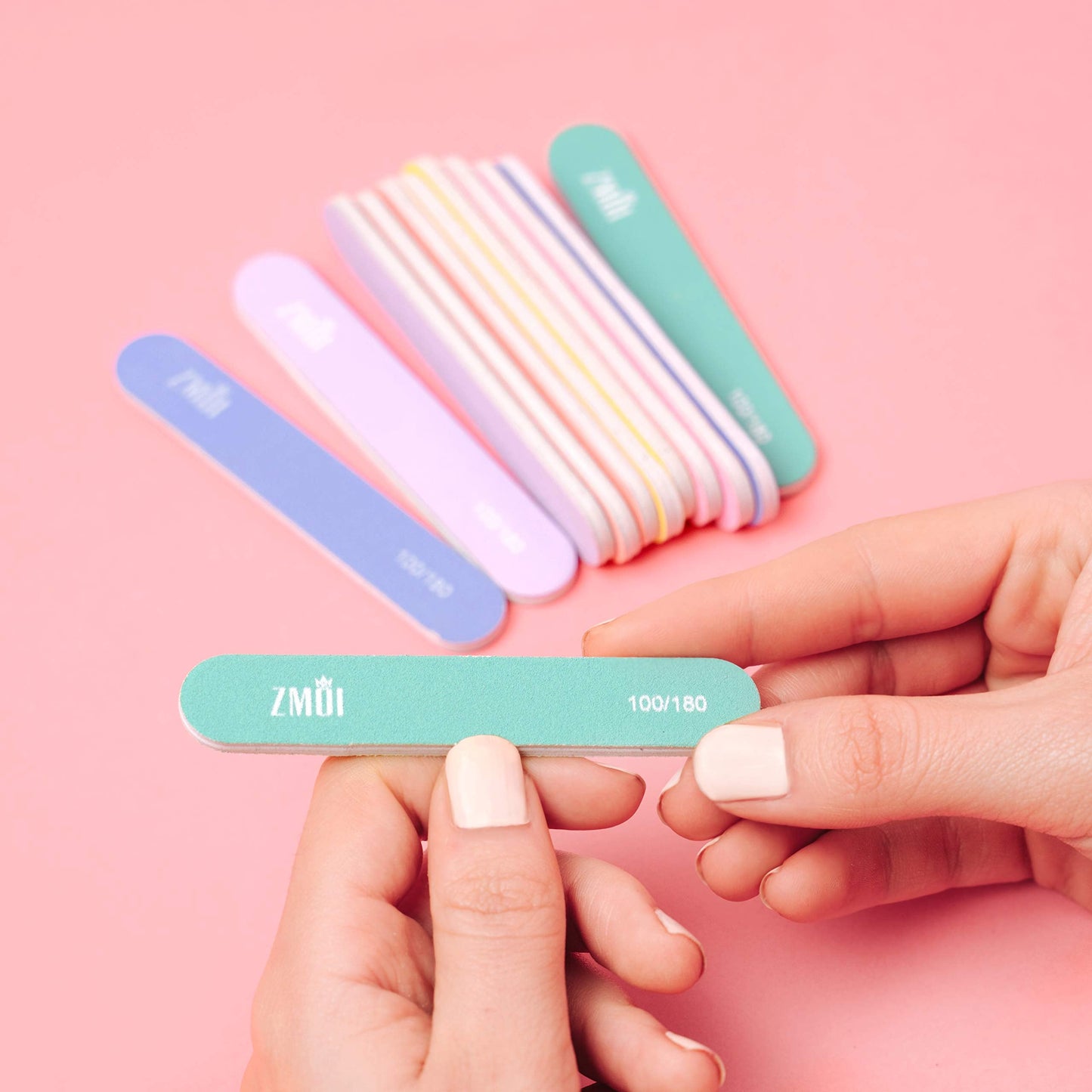 ZMOI Professional Mini Nail File – 12 Count (Pack of 2) Stylish Practical Fingernail File for Natural and Acrylic Nails 100/180 Emery Boards (Macaroon Color)