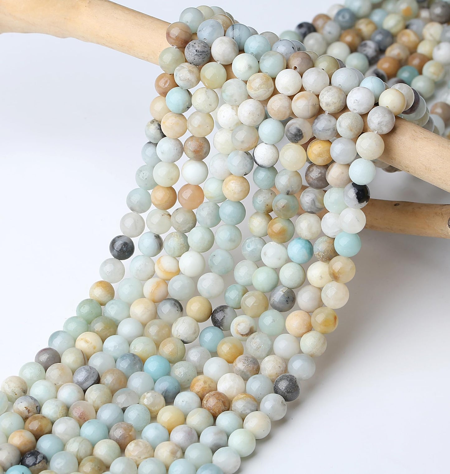 NUKAYAI Natural Stone Beads 100pcs 8mm Amazonite Polish Round Stone Beading Loose DIY Smooth Beads for Bracelet Necklace Earrings Making