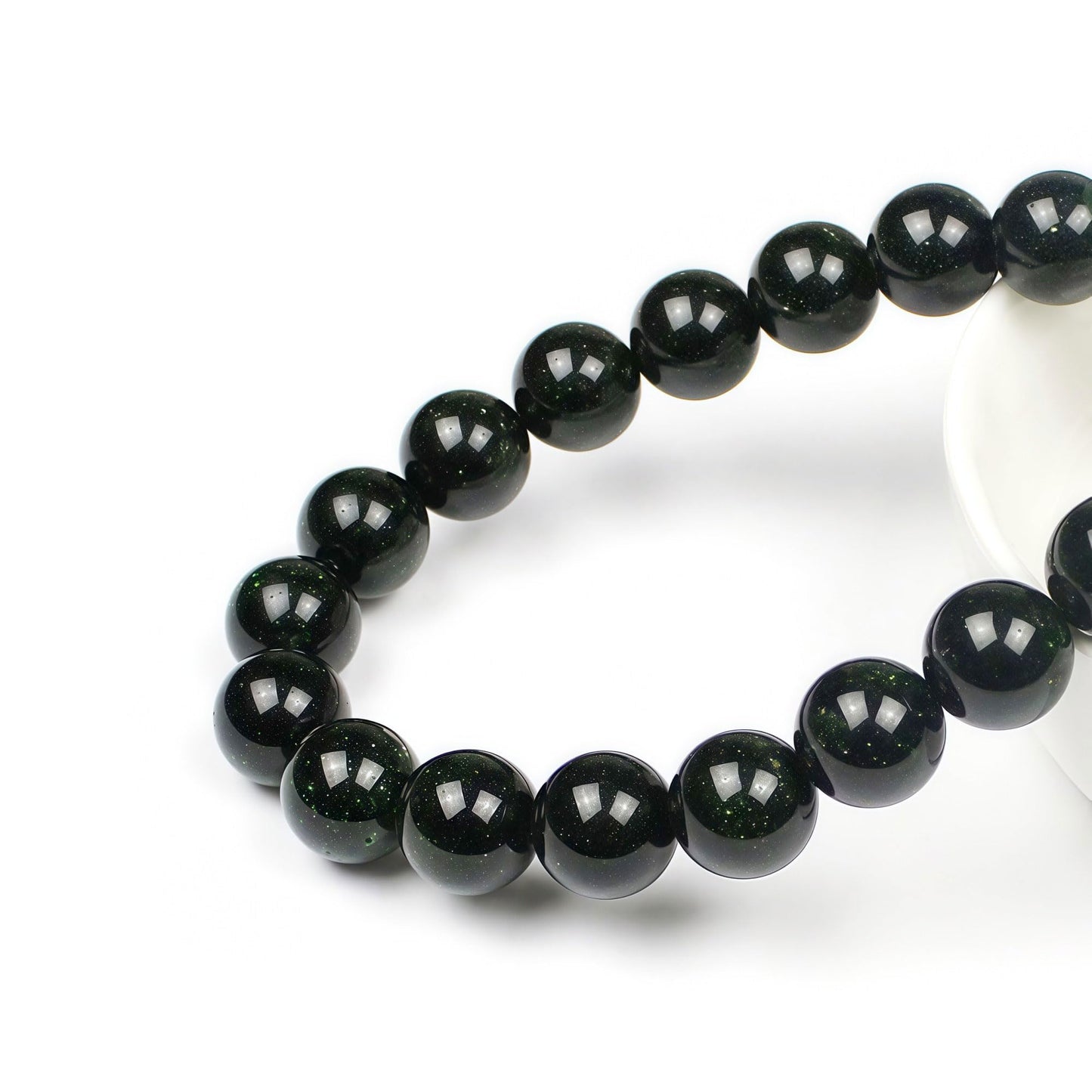 MJDCB Best Sellers Green Sand Stone Round Stone Beads for Jewelry Making DIY Bracelet Necklace (10mm)