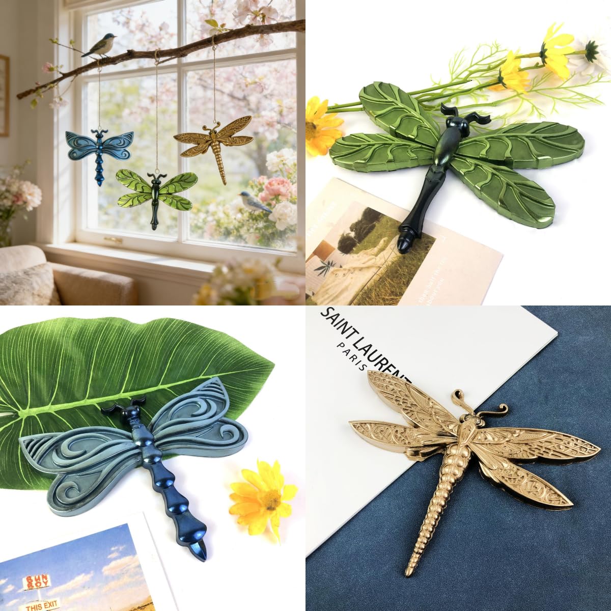 3D Dragonfly Wall Decor Silicone Mold Set, Resin Casting Molds for DIY Crafts, Home Decoration, 3 Pieces Resin Casting molds for Dragonfly handicrafts