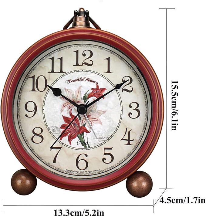 Maxspace Classic Vintage Clock - Elegant and Decorative Analog Clock,Silent Non-Ticking Clocks with Distressed Metal Frame for Office, Living Room or Bedroom