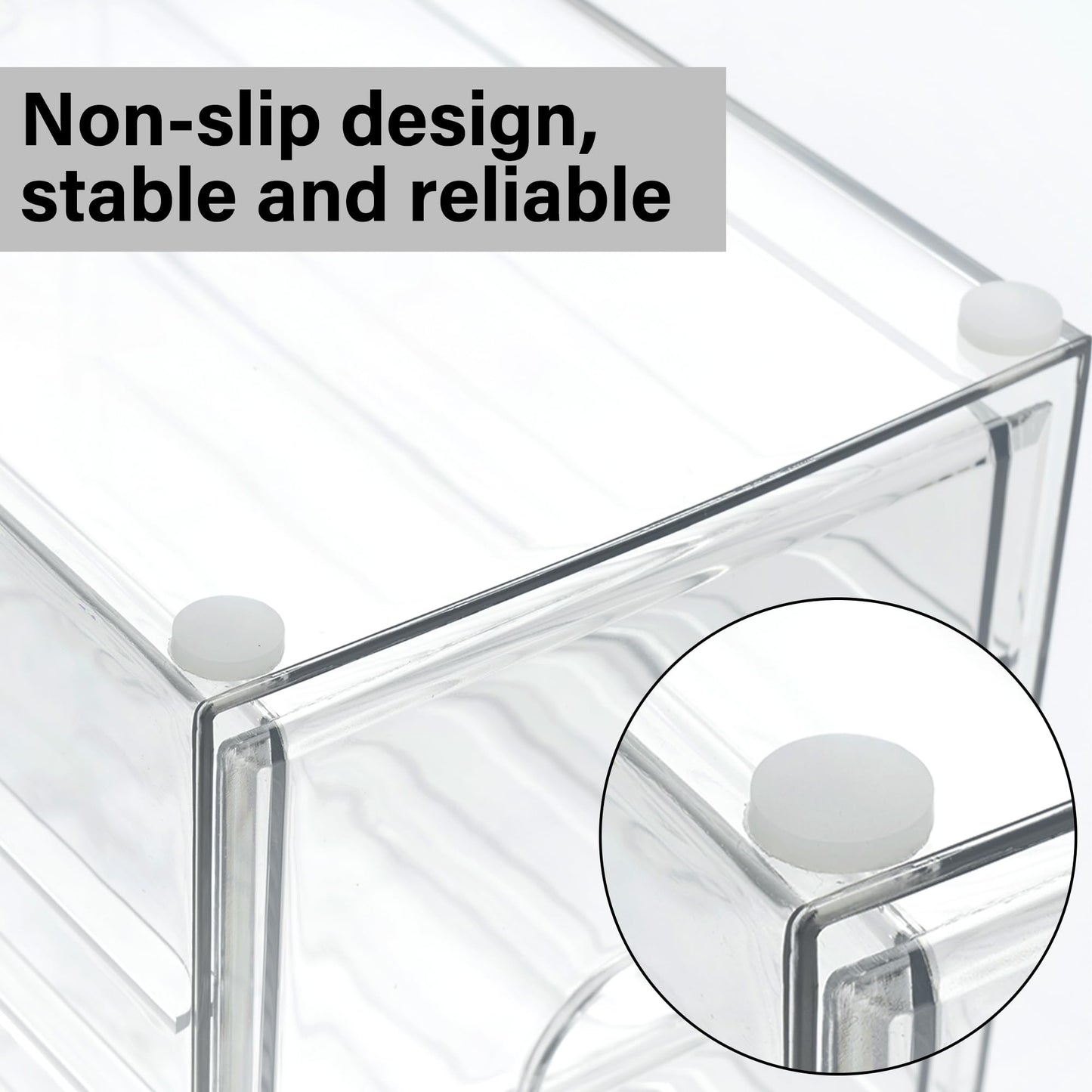 Prsildan Acrylic Drawer Makeup Organizer with 6 Drawers (Not for Baby Bottle), Set of 2 Office Desk Organizers Accessories, Clear Stackable Storage Drawers for Vanity, Craft (Largest Drawer 4" Tall)