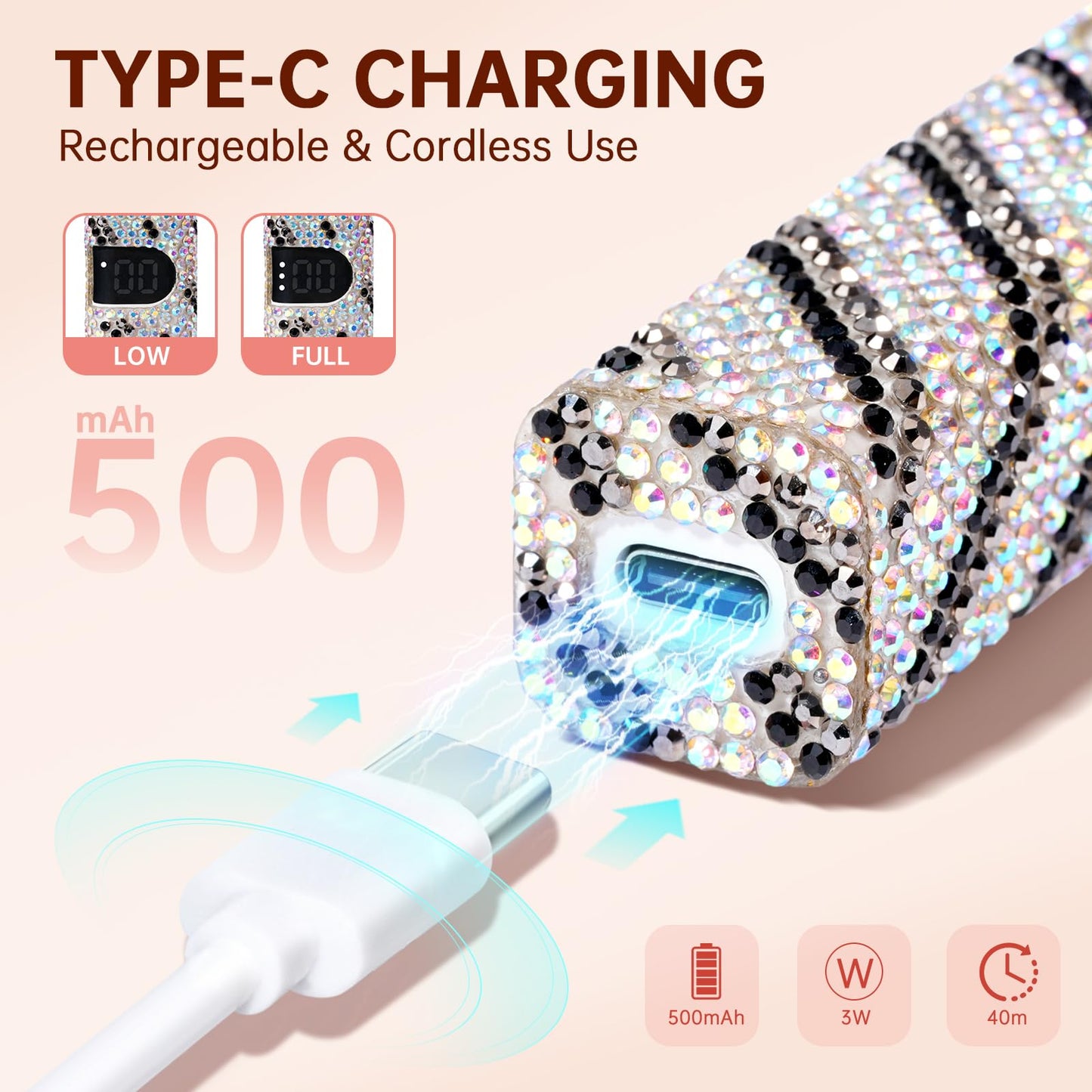 CHRISTINE SHELLY Handheld UV Light for Gel Nails, Mini LED Cordless Nail Lamp for Gel Nail Polish, Portable Flash Cure Lamp, Rechargeable USB Nail Dryer with LCD Display Fast Curing Home DIY