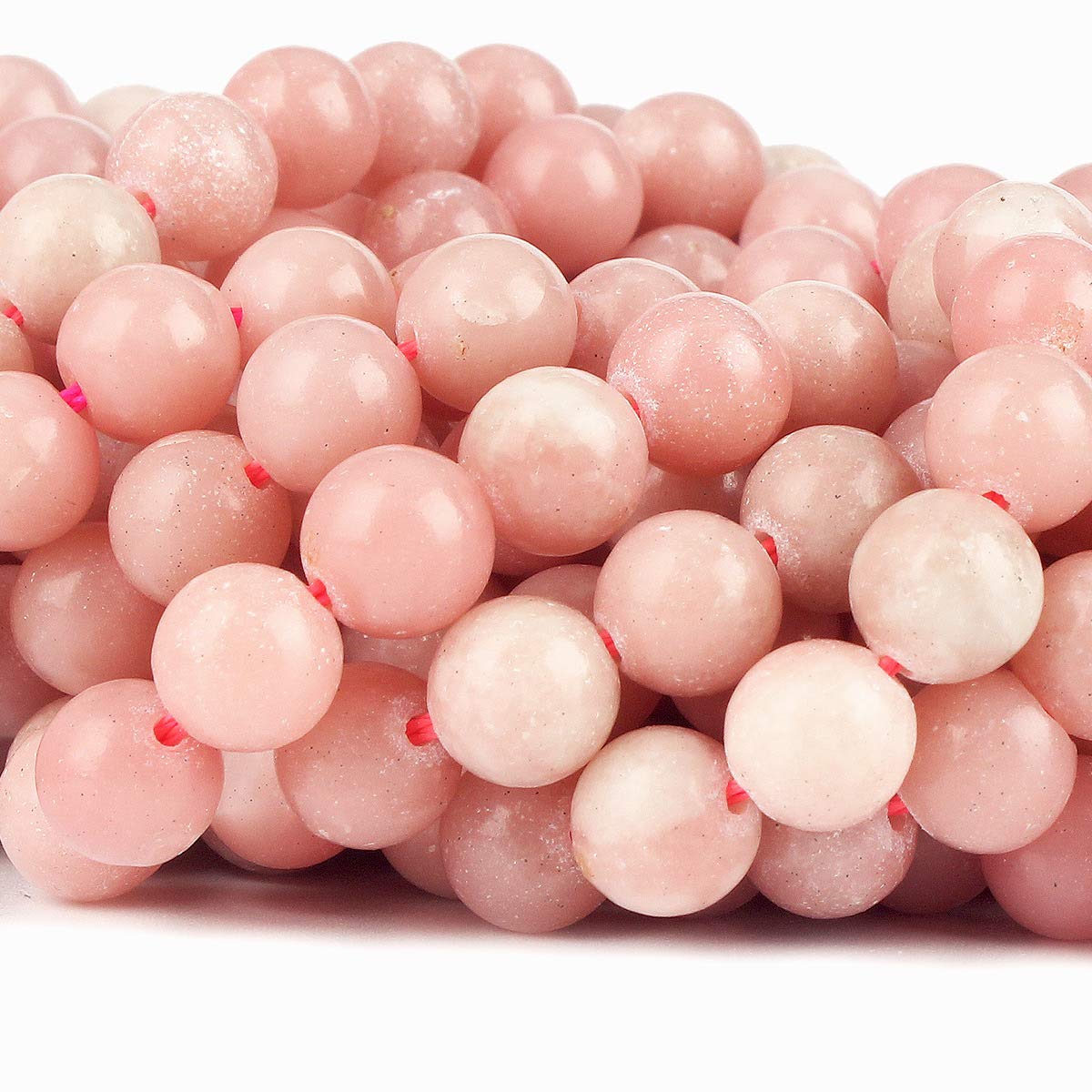 70PCS Natural 8MM Healing Gemstone, Peruvian Pink Opal Energy Stone Round Loose Beads, Semi-Precious Crystal Beads with Free Elastic String for Jewelry Making DIY