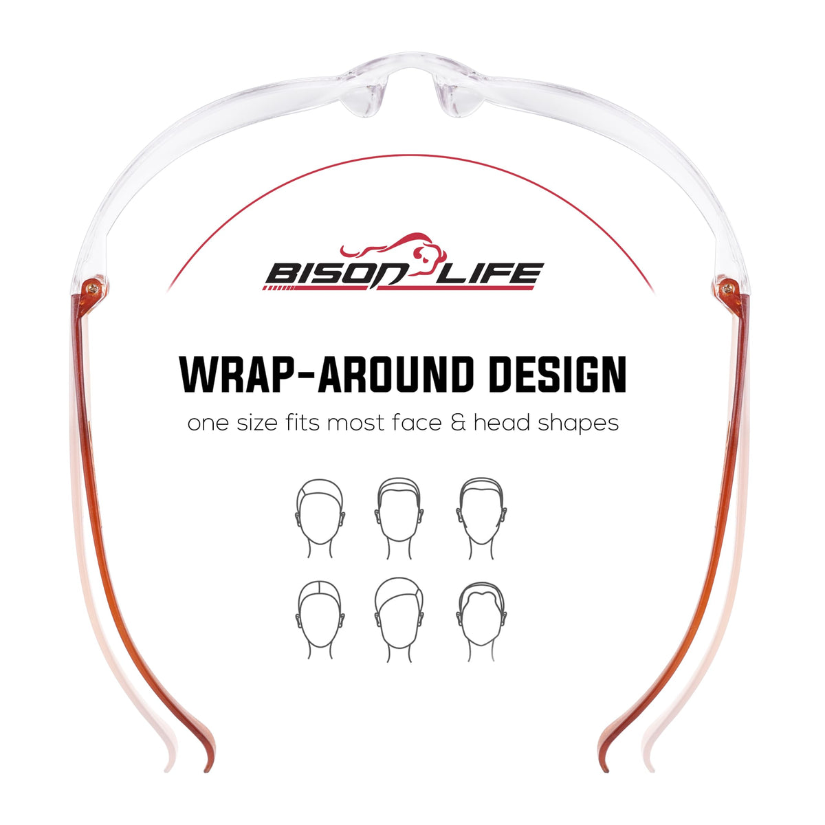Clear Lens Orange Temple Safety Glasses Bulk 6 Pack (6 Count)