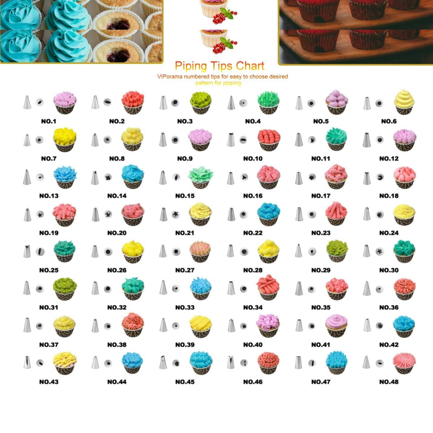 Cookie Decorating Kit 120 PC,Supplies Simple Piping Bags Tips Set And 48 Numbered Tips,50 Icing Bags,Baking Frosting Bags And Tips And Accessories For Beginners,Cookie Cupcake Decorating (120PC)