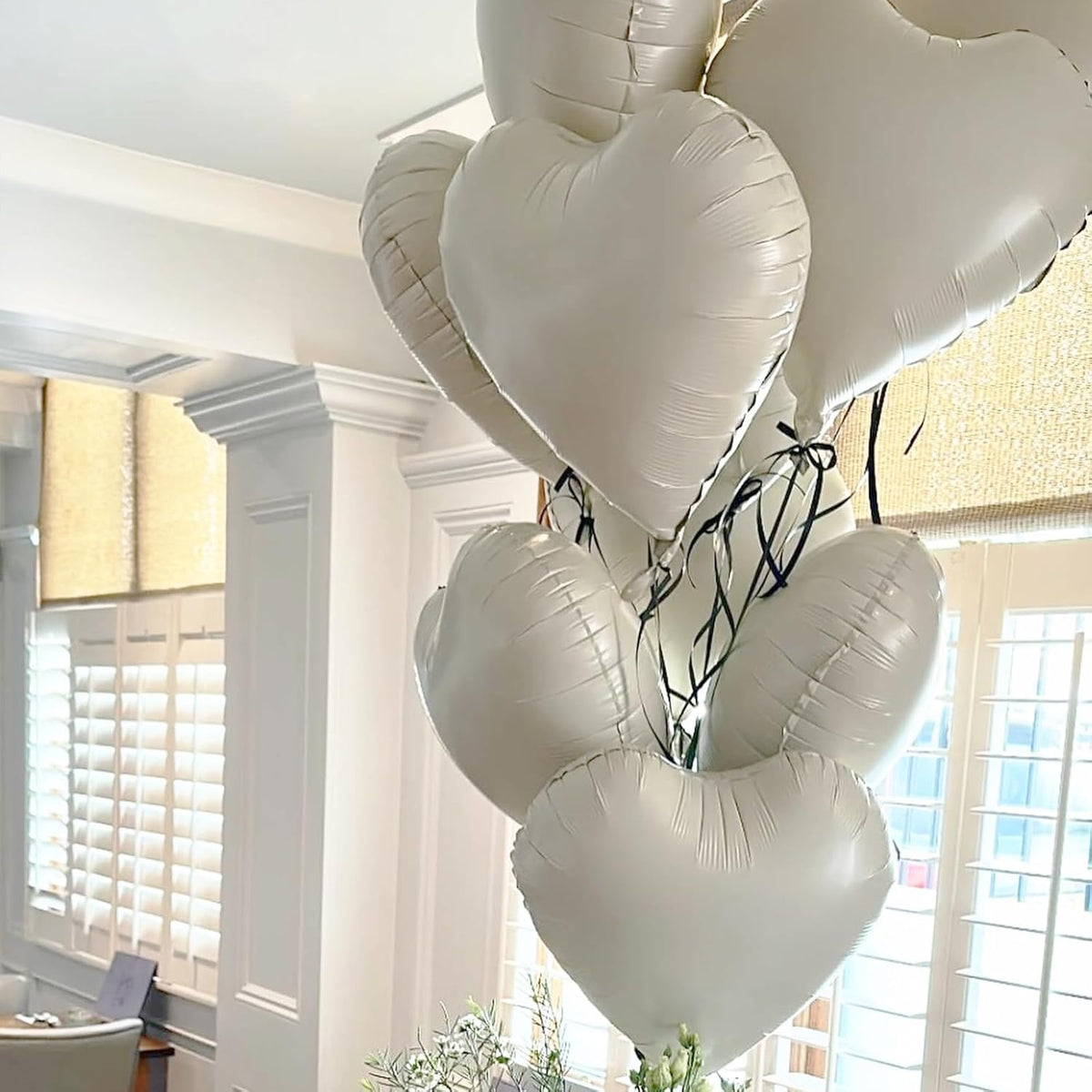 Cream Heart Balloons, 18 Inch Cream Heart Foil Balloons, 12Pcs Boho Beige Heart Shape Foil Balloon, Cream White Helium Foil Balloon Party Decoration for Boho Wedding Girls Women Birthday Baby Shower