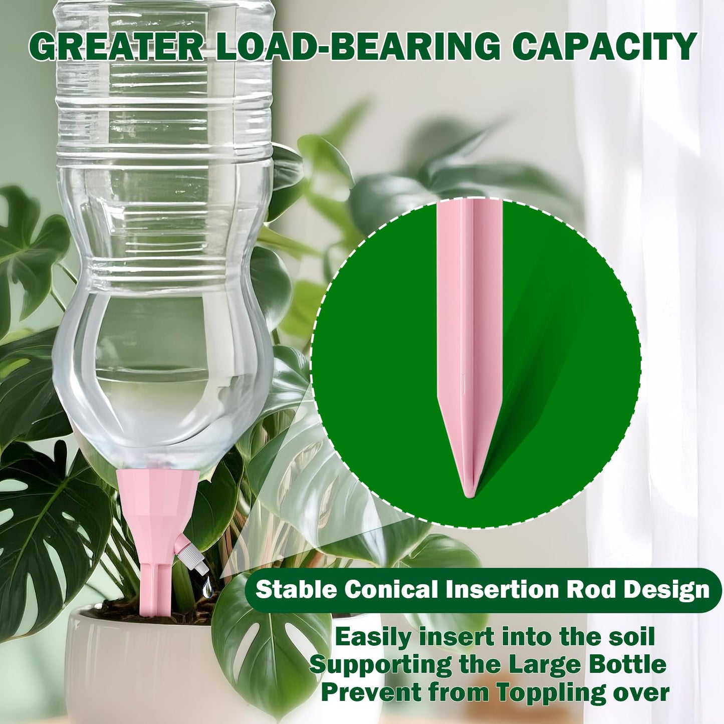 8 Pack Self Watering Spikes for Plant,Self Watering Planter Insert,Automatic Plant Watering Spikes Devices for Indoor Outdoor Potted Plants with Adjustable Control Valve Switch