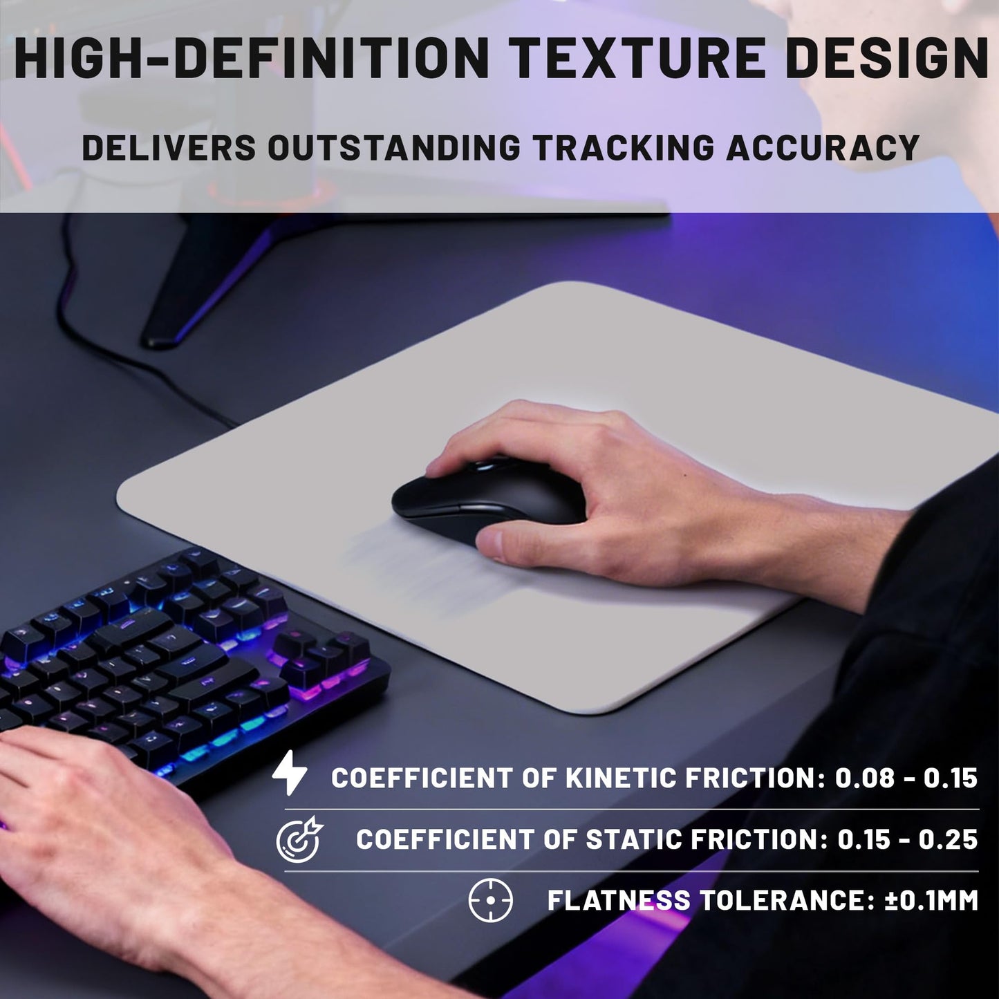 BoBliss Glass Gaming Mouse Pad-15.7"x 11.8",Ultra-Smooth Gaming and Office Mousepad-Professional-Grade Esports Mouse pad,Non-Slip Base with Noise-reducing Pads,White.