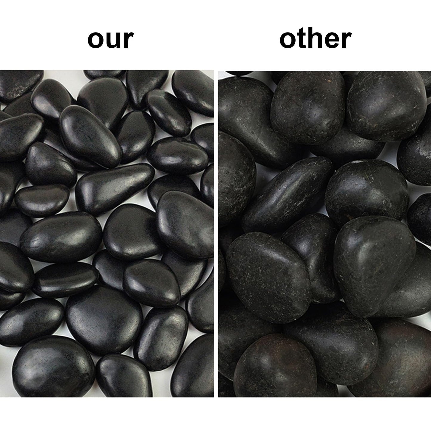 gemshan 2lb Black Pebbles for Plants Polished Stone Bulk 7mm-9mm River Rocks for Aquarium Vase Plant Decoration