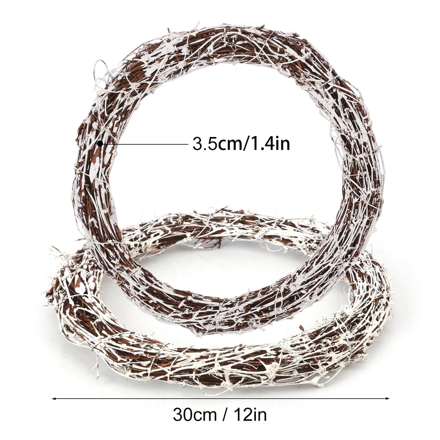 KUKLIPJIM 7 Pcs 12 inch Natural Grapevine Wreath Set, Hand-Woven Vine Branch Wreaths for DIY Crafts, Christmas Decorations, Home & Event Styling(White)