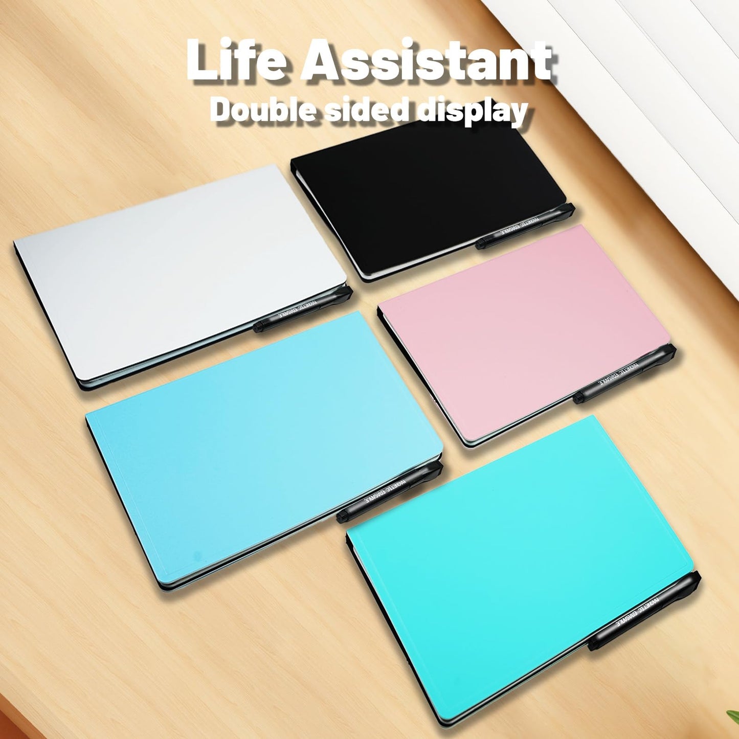 Portable White Board Small Dry Erase Board, 9" x 12" Double Sided Folding Whiteboards with 3 Pens, A4 Reusable Notebook with Storage Mesh Bag for Study, Meeting, Draft, Notes, Doodling