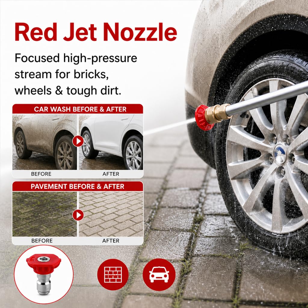 jet nozzle power washer wand for garden hose with 3 high pressure water hose nozzle and Quick Connectors For Patio Car Window Washing