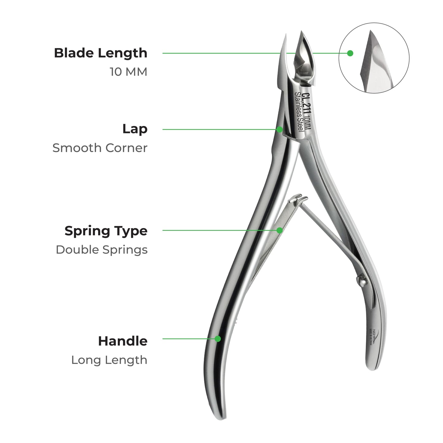 NGHIA Professional Cuticle Nipper CL-211 | Stainless Steel (7MM) | Salon Quality & Surgical Grade | Precision Cuticle Trimmer