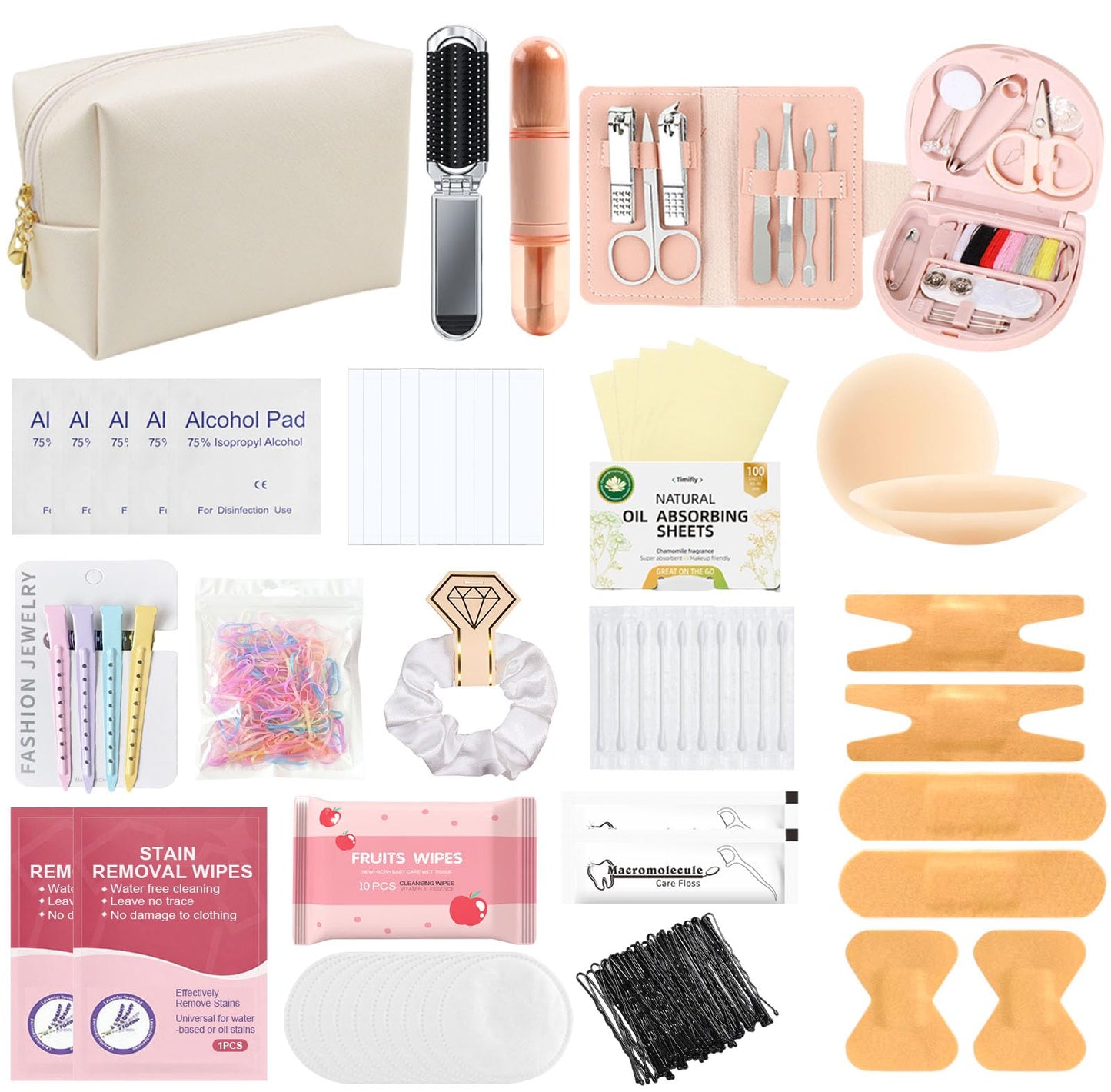 Wedding Emergency Kit, Women's 40+ Essentials Items Bridal Emergency Kit for Wedding Day, Travel Kit Personal Care Survival Set with Bride Makeup Bag